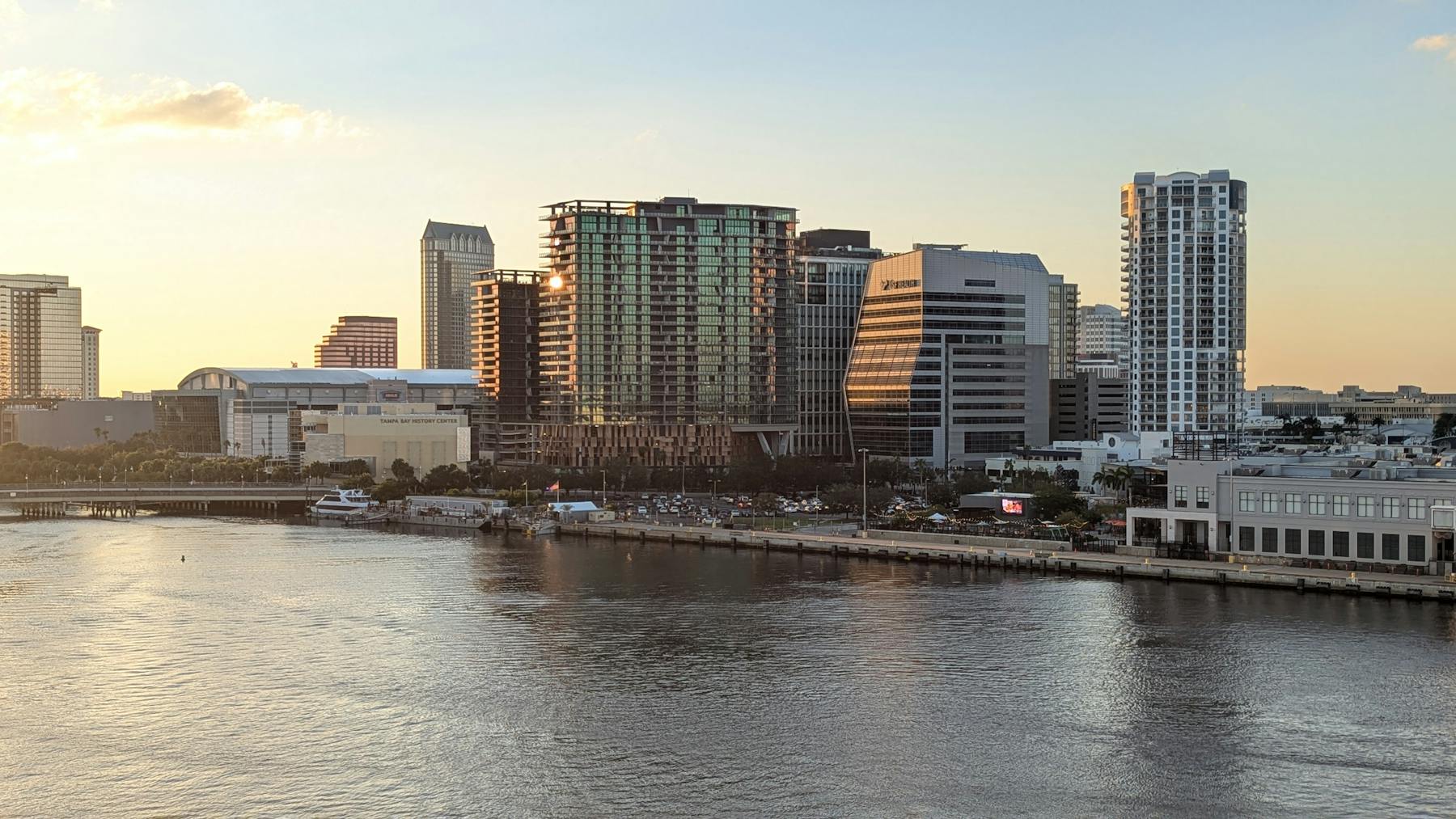 Tampa skyline at dusk along the waterfront